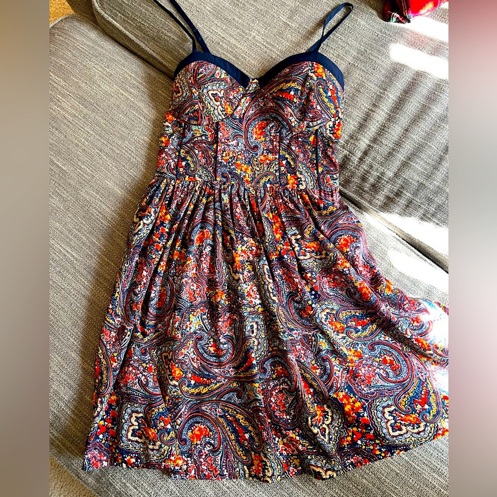 Paisley Smocked Bustier Mini-Dress